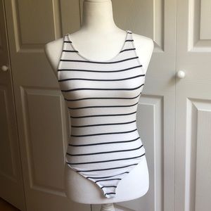 White stripe bodysuit.